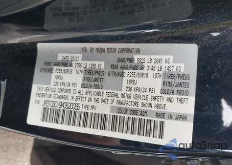 2021 Mazda Cx-9 Touring из США, поврежденный, VIN JM3TCBCY9M0520065